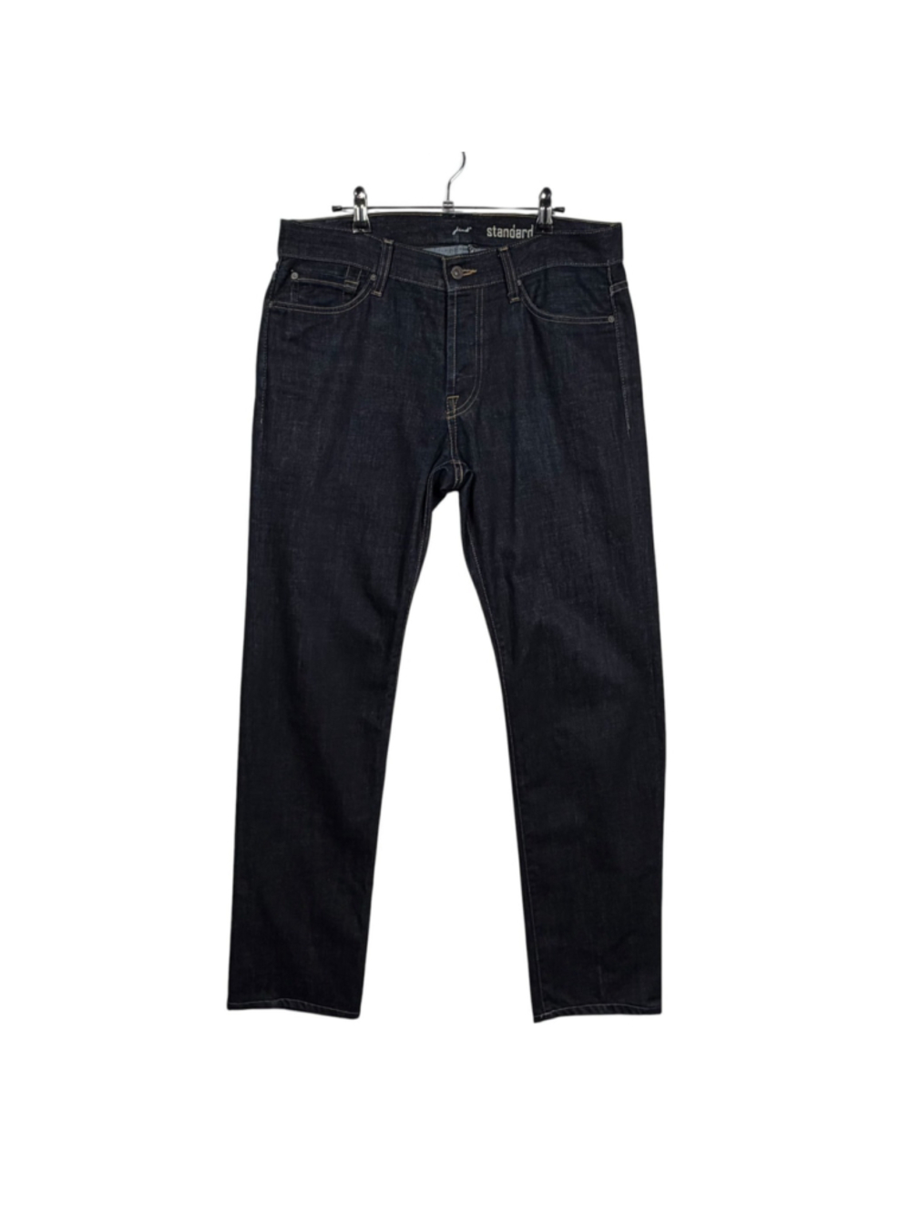 7 For All Mankind Jeans Blue Cotton Standard Fit Straight Leg Button Fly Mens 33